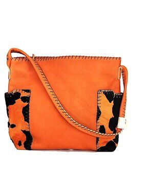 Genuine Carlos Falchi Orange Leather Tote Handbag - NWT